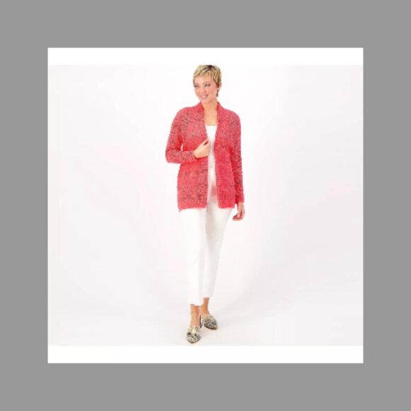 Joan Rivers Women's Crochet Stripe Knit Cardigan Small S Khaki Tan A591224 - Picture 4 of 7